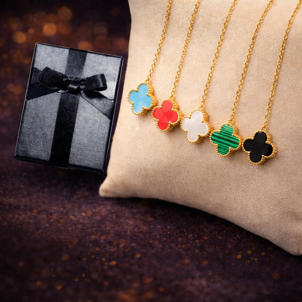 Collar 5 Tréboles VC – Colores + Caja de Regalo 🎁
